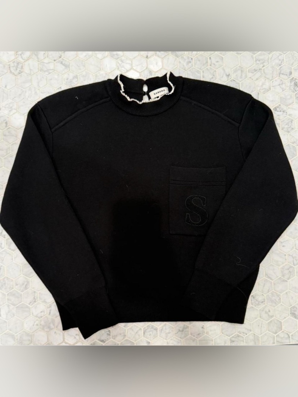 Black Sandro Sweater with S Pocket. Size 2 (French)/size small.